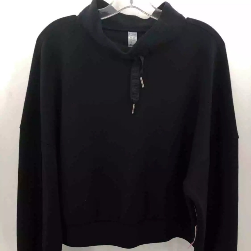SPANX Black Turtleneck Sweater Cropped Design
